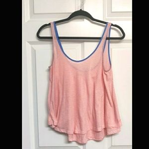 Pink and White Striped Crop Tank Top